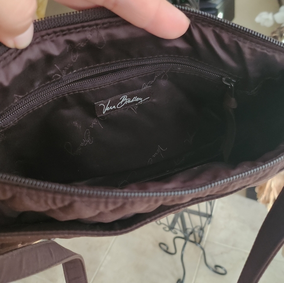 RETIRED VERA BRADLEY CHOCOLATE BROWN QUILTED PURSE HANDBAG GOLD CHARM 😍HP! - Picture 3 of 8